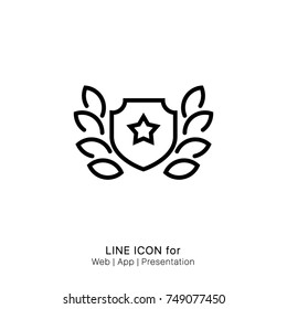 Icon Shield with two leaves branches graphic design single icon vector
