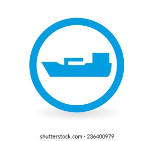 Icon of a ship in blue and white - Abstract vector image easy to change color.