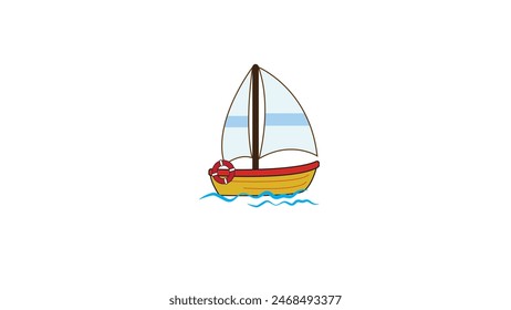  icon ship carrtoon , Serene Sailing Adventure, suitable for coloring book or logo icon