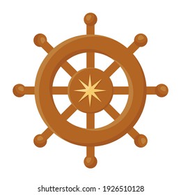 
Icon of ship helm flat vector design, marine navigator tool 