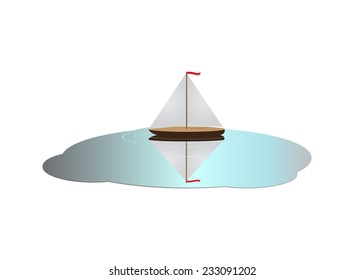 icon. A ship with a red flag floating on pools