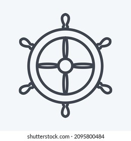 Icono Rueda de Barco - Estilo de línea - Ilustración simple,Accionamiento editable,Vector de plantilla de diseño, Buena para impresiones, carteles, anuncios, anuncios, gráficos de información, etc.