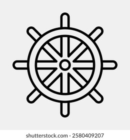 Icon ship wheel. Traditional tattoo elements. Icon in line style.