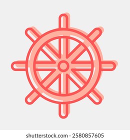 Icon ship wheel. Traditional tattoo elements. Icon in two tone style.