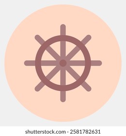 Icon ship wheel. Traditional tattoo elements. Icon in color mate style.