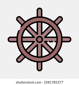 Icon ship wheel. Traditional tattoo elements. Icon in filled line style.