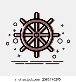 Icon ship wheel. Traditional tattoo elements. Icon in MBE style.