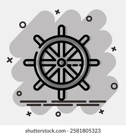 Icon ship wheel. Traditional tattoo elements. Icon in comic style.