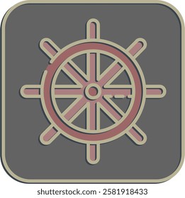 Icon ship wheel. Traditional tattoo elements. Icon in embossed style.