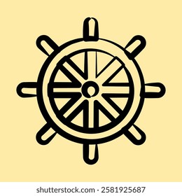 Icon ship wheel. Traditional tattoo elements. Icon in hand drawn style.