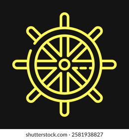 Icon ship wheel. Traditional tattoo elements. Icon in neon style.