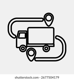 Icono de ruta de envío. Exportar Elementos de importación. Icono en estilo de línea.