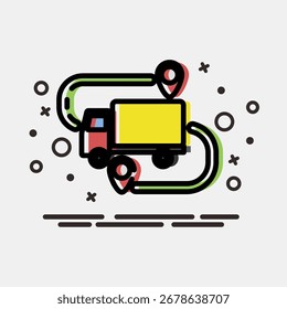 Icon shipping route. Export import elements. Icon in MBE style.