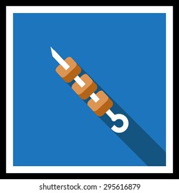 Icon of shish kebab on skewer