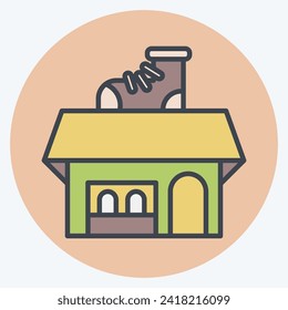 Icon Shoe Shop. related to Shoemaker symbol. color mate style. simple design editable. simple illustration