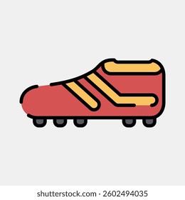 Icon shoes. Football and soccer elements. Icon in filled line style.