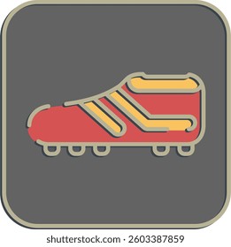 Icon shoes. Football and soccer elements. Icon in embossed style.