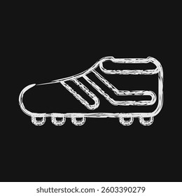 Icon shoes. Football and soccer elements. Icon in chalk style.