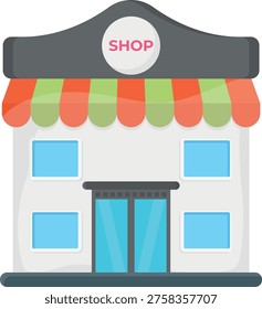  Icon of a shop featuring a sign that reads 