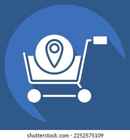 Icon Shop Location. related to Online Store symbol. long shadow style. simple illustration. shop