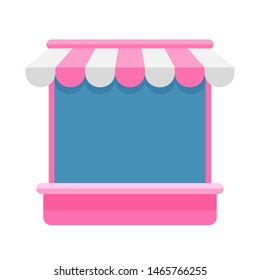 icon shop storefront pink isolated on white, market store shop with awnings, template symbol shop online, clip art flat grocery facade for online shopping, illustration store shop front infographics