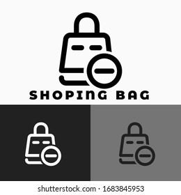 icon shoping bag with style line