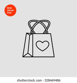 Icon of shopping bag with heart picture 