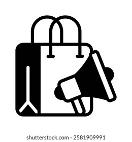 Icon for shopping bag and a megaphone representing marketing