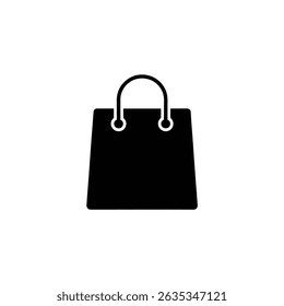 An icon of a shopping bag on a transparent backdrop features a clean, minimalist style, perfect for various design projects.