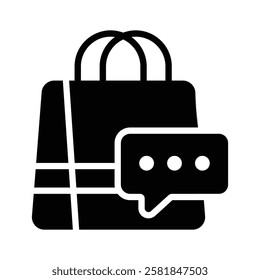 Icon of shopping bags with a chat bubble for support