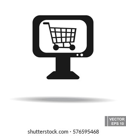 Icon. Shopping basket. Flat style. For your design.