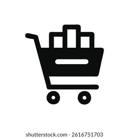 Icon of a shopping cart containing items.