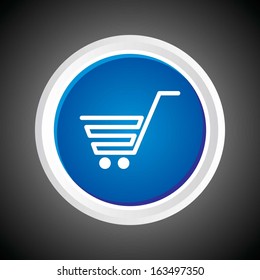 Icon of Shopping Cart On Button with Black Background. Eps-10
