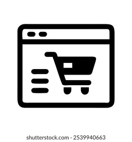 Ícone de um carrinho de compras, representando comércio eletrônico e compras de varejo.