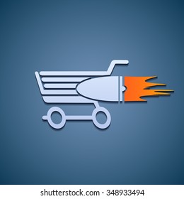 Icon shopping cart. Sale of goods. Flat graphics. Stock vector illustration.