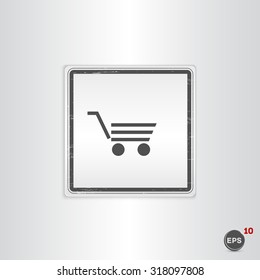 Icon shopping cart. Shopping trolley Flat design style. Made in vector. Emblem or label with shadow.