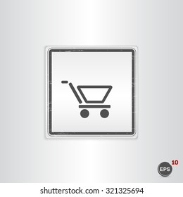 Icon shopping cart. Shopping trolley Flat design style. Made in vector. Emblem or label with shadow.