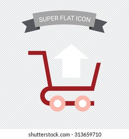 Icon of shopping cart with up-directed arrow 