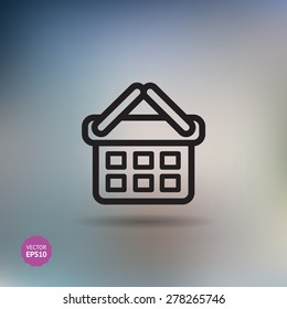 Icon of shopping chart / basket. Flat long shadow