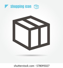 icon shopping Close, packing box. illustration. thin line for web , modern minimalistic flat design vector on white background