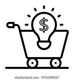 Icono de la idea de compra, diseño lineal