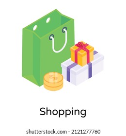 Icon of shopping in isometric design 

