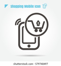 icon Shopping mobile online thin line vector illustration sign symbol thin line modern minimalistic flat design vector on white background