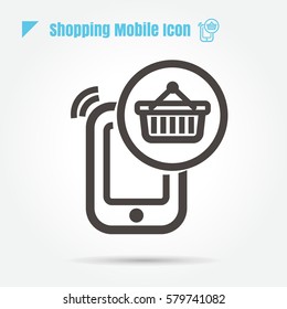 icon Shopping mobile online thin line vector illustration sign symbol thin line modern minimalistic flat design vector on white background