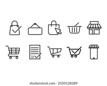 Ícone Comprando Conjunto de Elementos On-line 