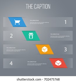 Icon Shopping Set Of Pushcart, Present, Package And Other Vector Objects. Also Includes Gift, Pushcart, Parcel Elements.