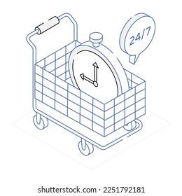 An icon of shopping trolley isometric design 