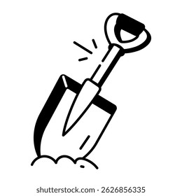 An icon of shovel designed in doodle style