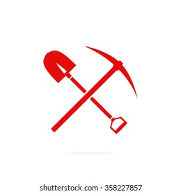 Icon shovel with a pick-axe.