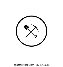 Icon shovel with a pick-axe.